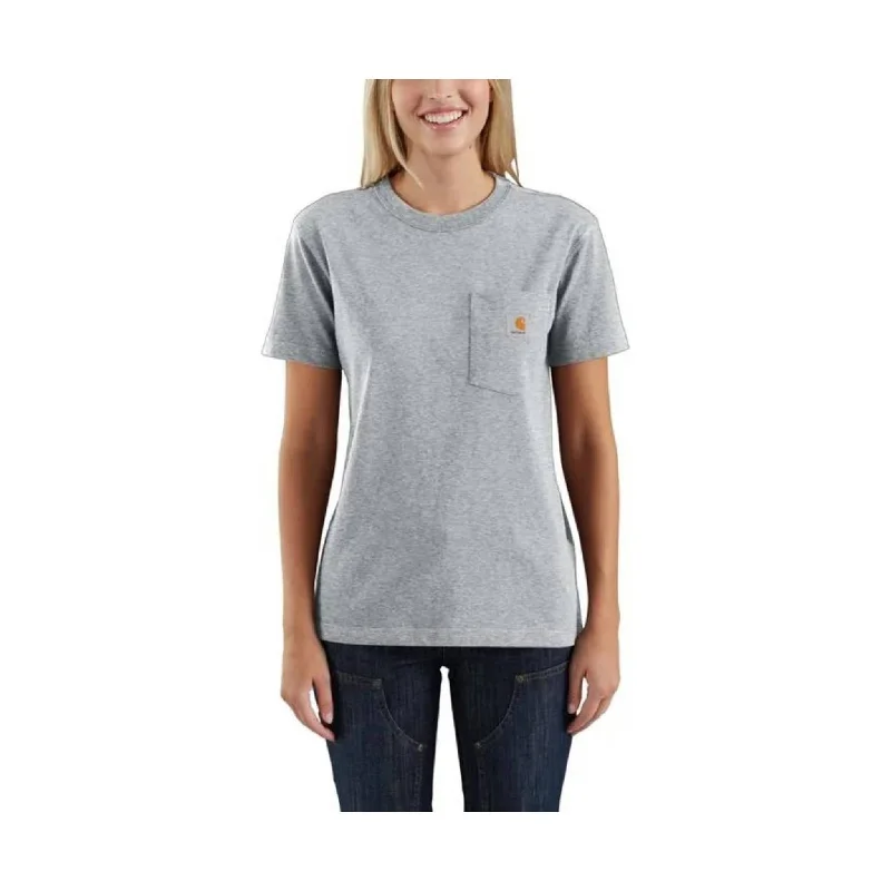 Women's Functional Outfit For Outdoor Activities Carhartt Women's Loose Fit Heavyweight Short-Sleeve Pocket T-Shirt - Heather Gray