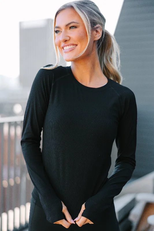 Sophisticated Outfits On The Run Black Long Sleeve Tee