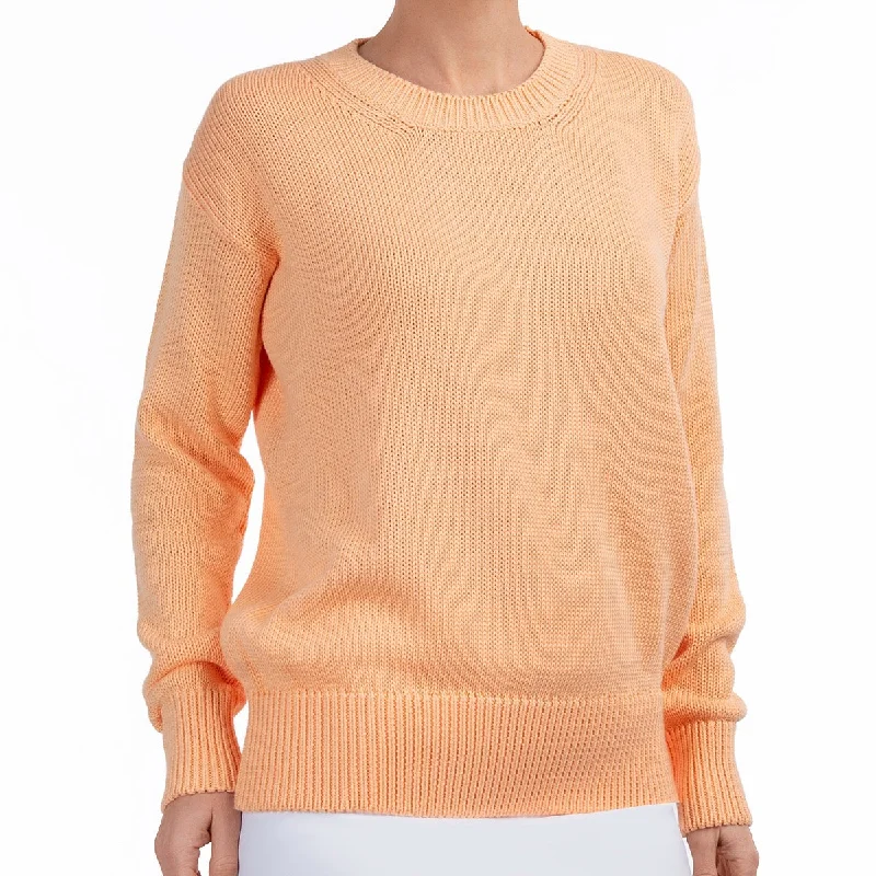 Comfortable Women's Attire Oversized Round Neck Pullover in Orange Sherbert