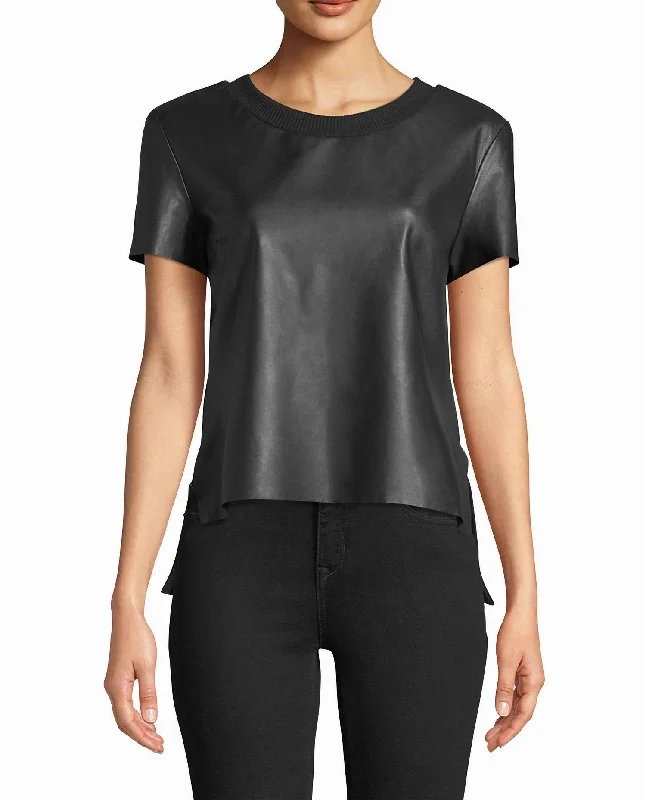 Women's Vintage Attire Leather T-Shirt In Black