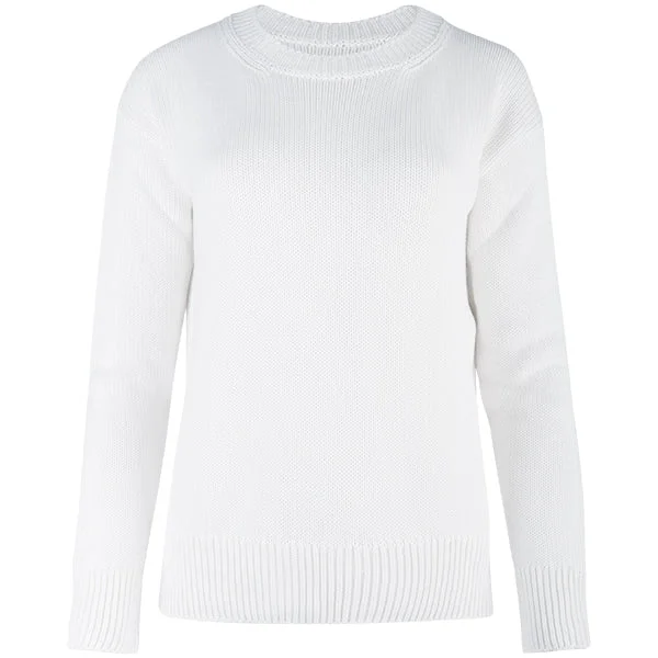 Women's Trendy Garments Oversized Round Neck Pullover in White