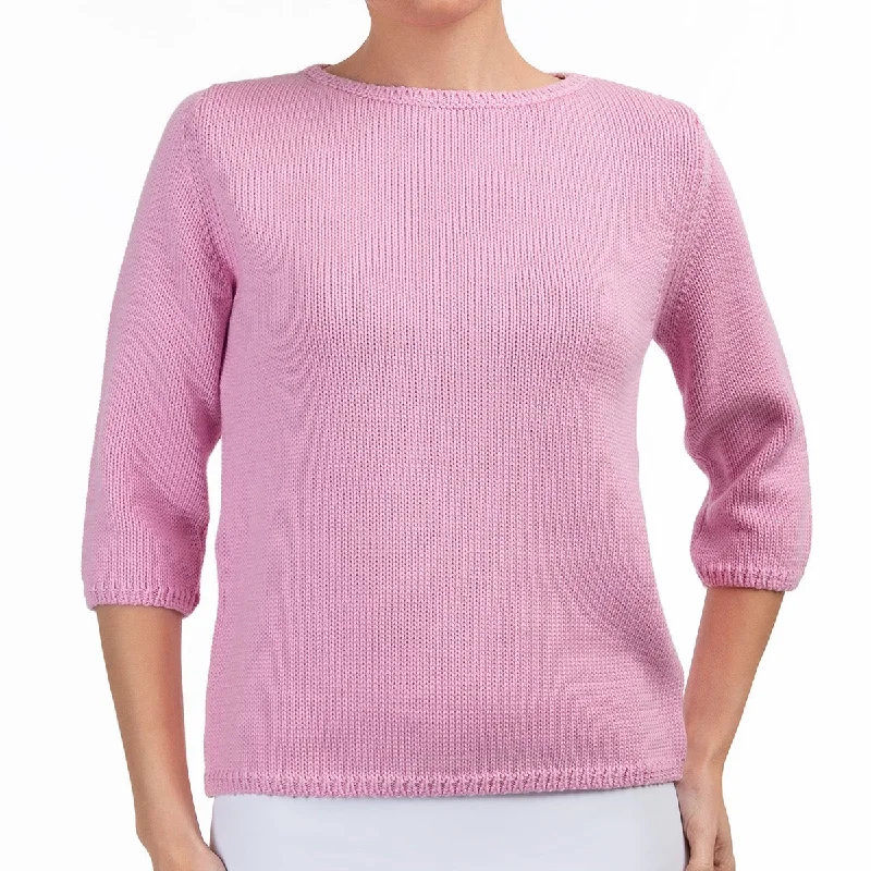 Women's Holiday Attire 3/4 Sleeve Pullover in Bubble Gum