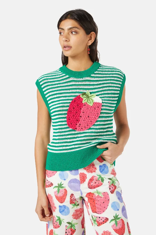 Women Wear Online Strawberry Patch Knit Vest