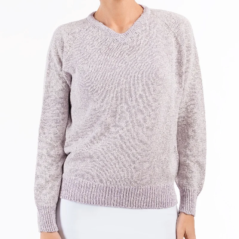 Women's Trendy Attire V Neck Raglan Pullover in Lilac