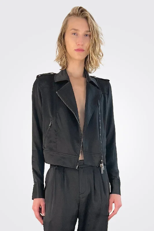 Vintage-Inspired Garments Alice Satin Jacket - Black