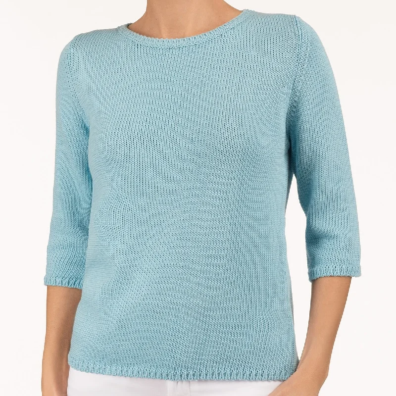 Women's Formal Event Outfit 3/4 Sleeve Pullover in Turquoise Sky