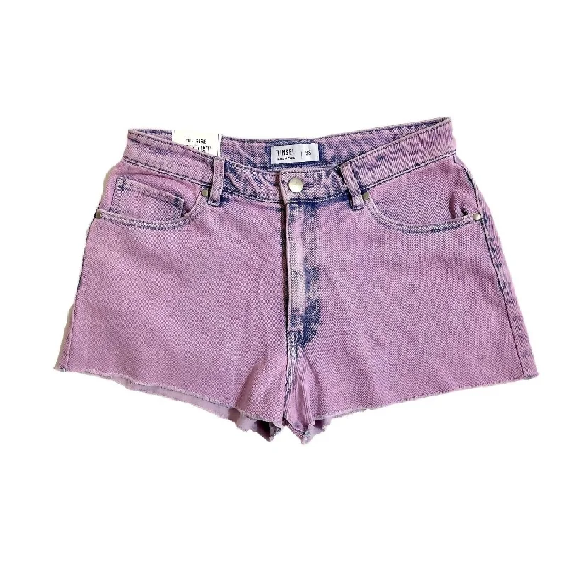 Vintage Women's Fashion Women's Hi-Rise Acid Wash Denim Shorts In Pink