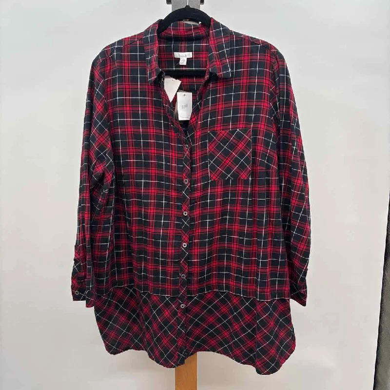 Online Clothing Boutiques JJill Women's Size 2X Red Plaid Tunic