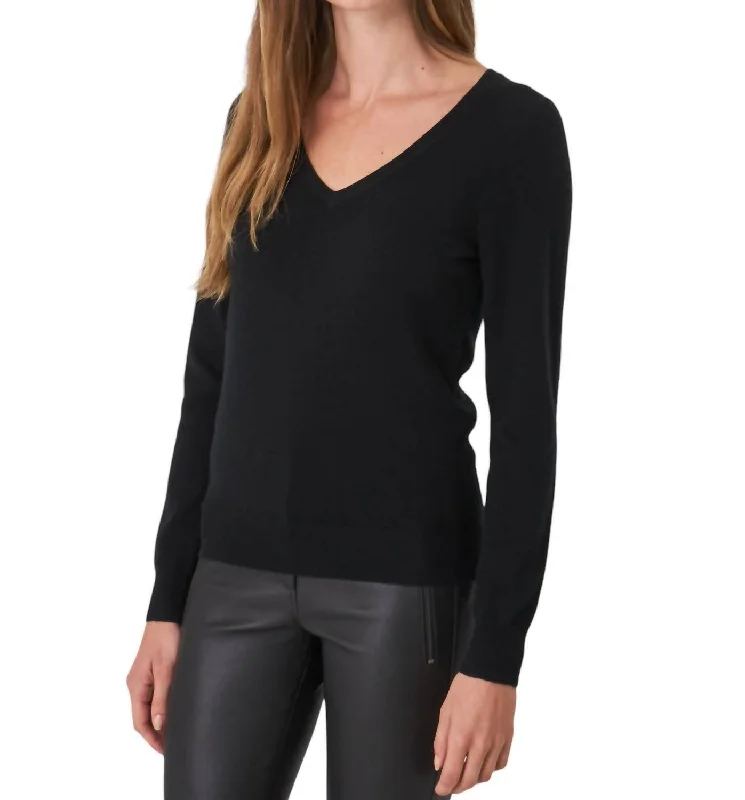 Casual Chic for Women V Neck Pullover In Black