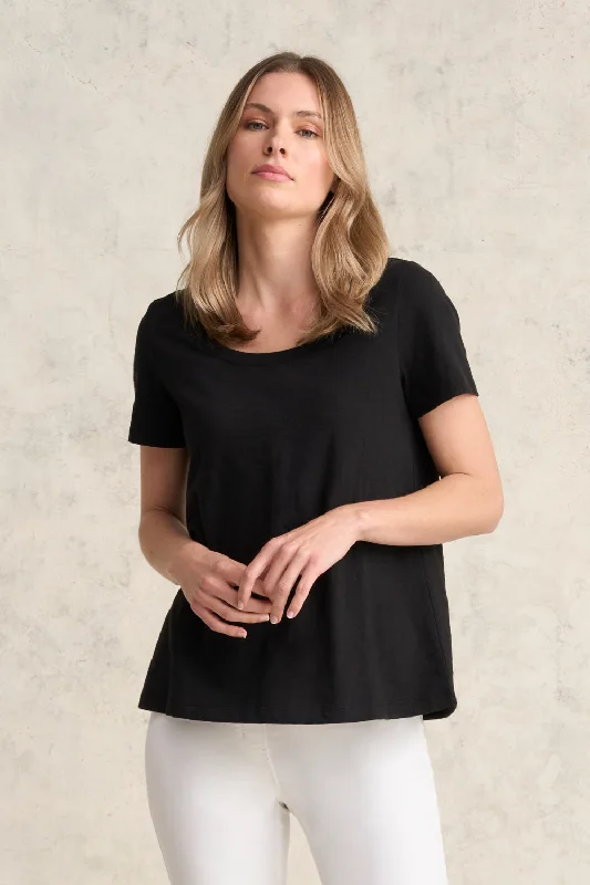 Unique Women's Fashion Pieces Organic Cotton Slub T-Shirt - Black