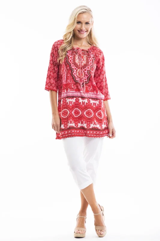 Big Sale Event Red White Moroccan Tunic