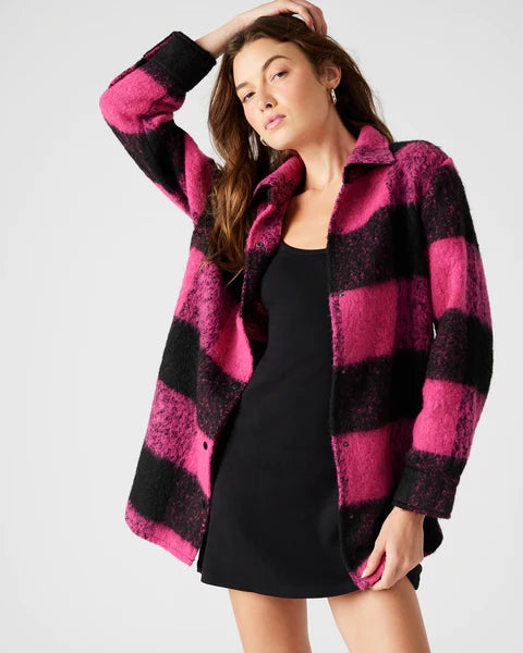 Women's Chic Outerwear Attire Eldridge Plaid Jacket - Hot Pink Multi