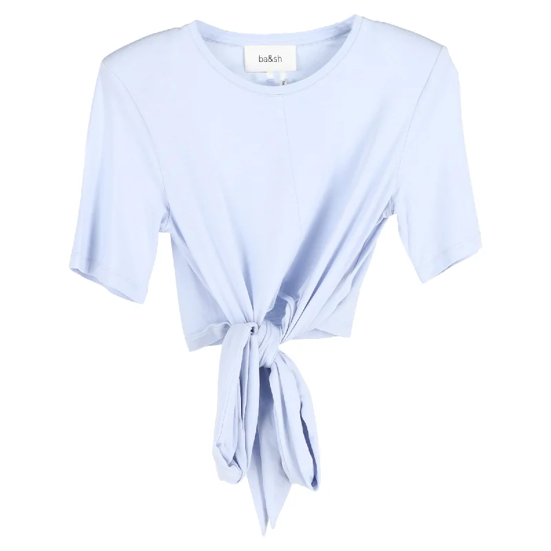 Women's Athletic Outfit Ba&sh Yay Short-Sleeve Tied T-shirt in LIght Blue Viscose