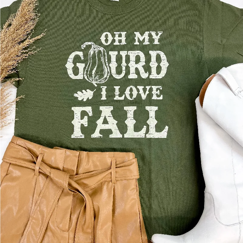 Women's Office Outfit Oh My Gourd Short Sleeve Graphic Tee in Moss Green