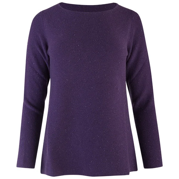 Women's Stylish Vacation Attire Sequin Round Neck Pullover in Grape