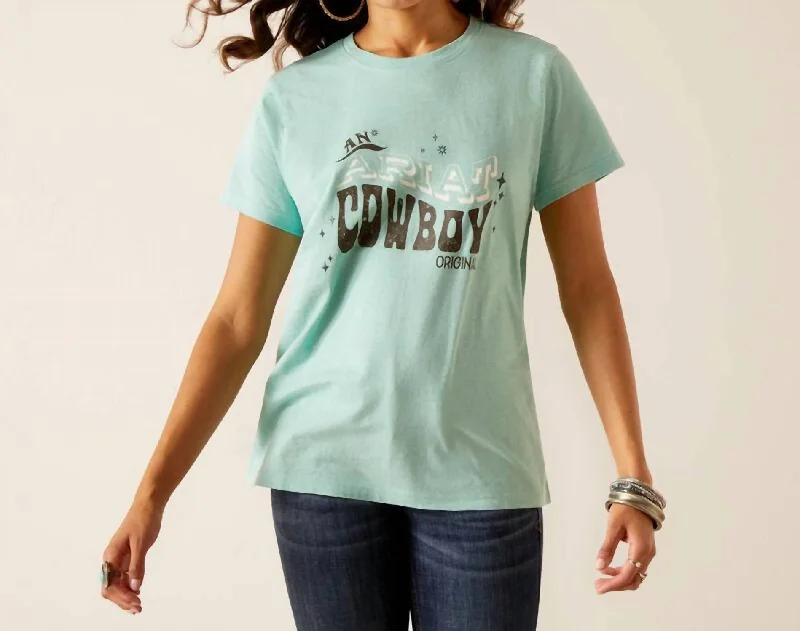 Women's Plus-Size Casual Outfit Cowboy T-Shirt In Aqua