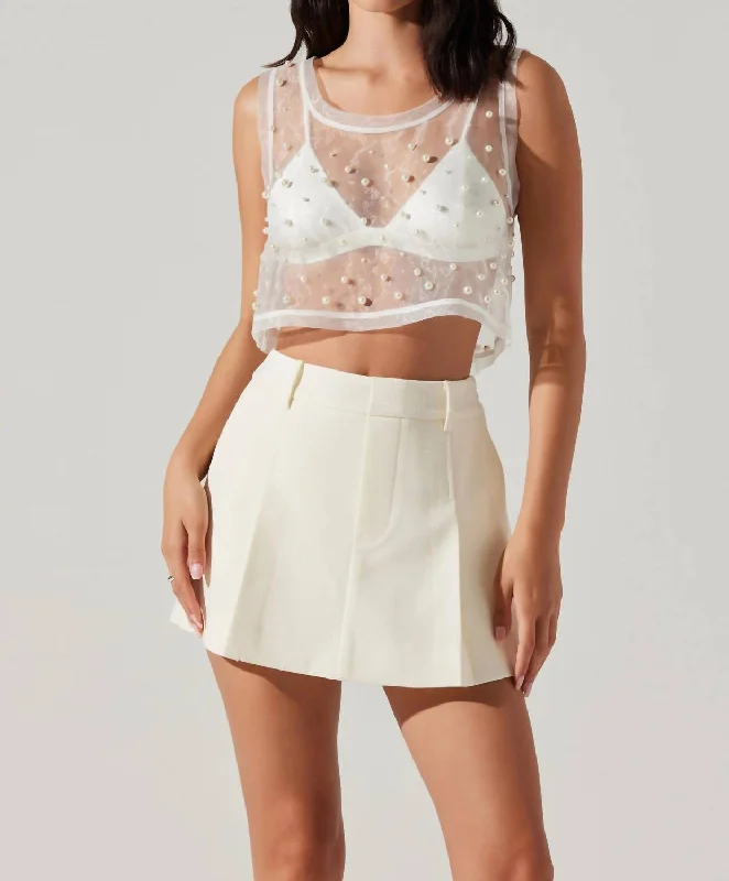 Women's Fashionable Attire For Work Etheos Cropped Top In White