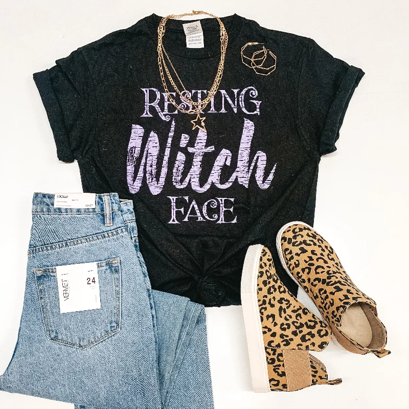 Women's Active Outfit For Fitness Last Chance Size Small & Medium | Resting Witch Face Short Sleeve Graphic Tee in Black