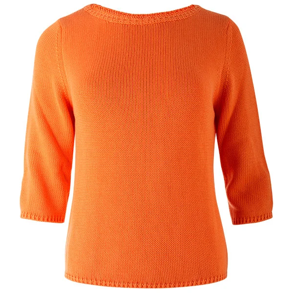 Women's Chic Outerwear Attire 3/4 Sleeve Pullover in Orange