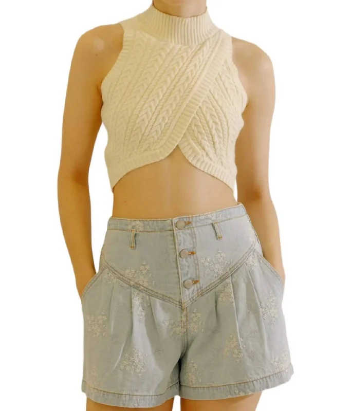 Women's Active Garments For Workouts Making It Knit Cropped Top In Cream