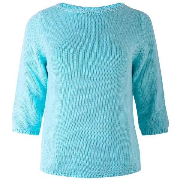 Women's Fashionable Attire For Work 3/4 Sleeve Pullover in Dark Turquoise