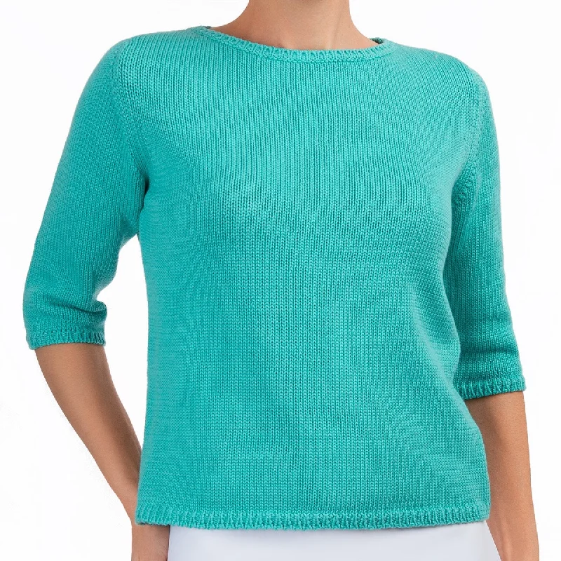 Women's Travel Attire 3/4 Sleeve Pullover in Light Teal