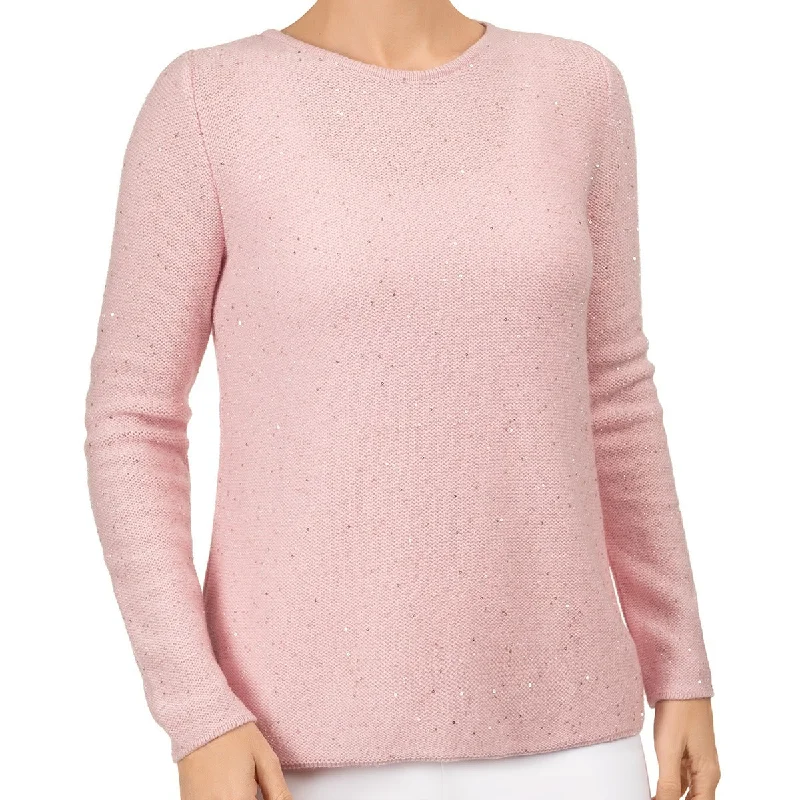 Women's Fashion Essentials Sequin Cashmere & Wool Pullover in Pink