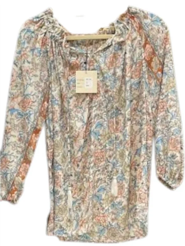 Women's Casual Attire Lottie Floral Print Top In Blue