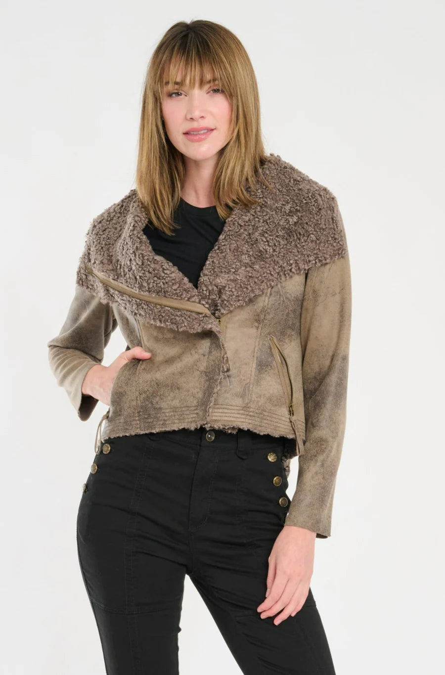 Women's Holiday Attire Wylder Shearling Jacket - Taupe