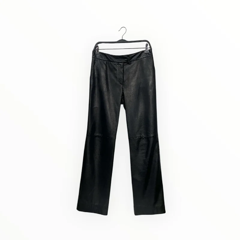 Women's Evening Wear ARMANI COLLEZIONI/Straight Pants/6/Leather/BLK/