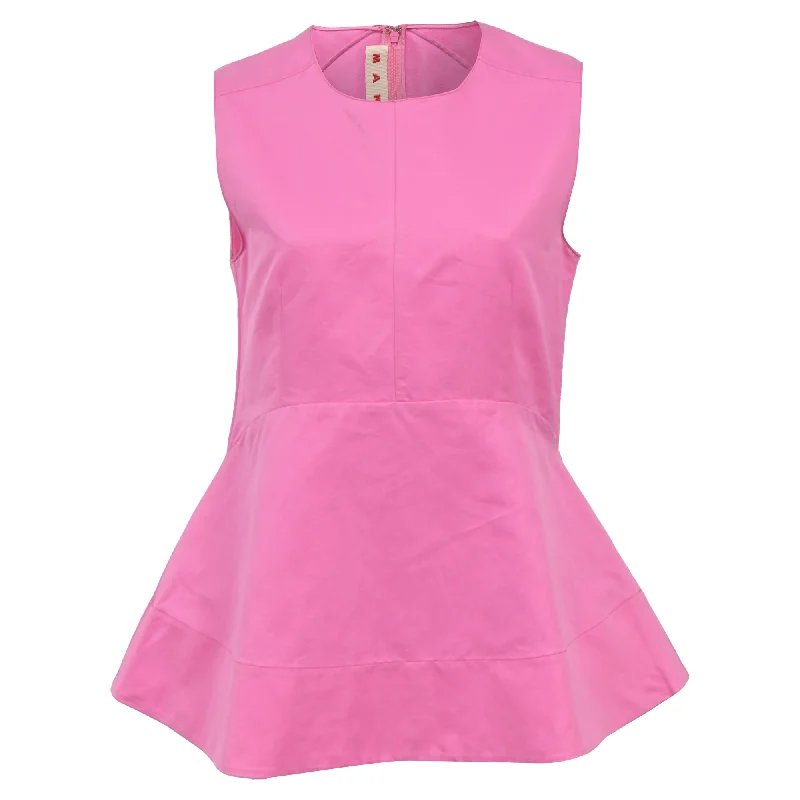 Classic Women's Fashion Marni Sleeveless Peplum Top in Pink Cotton