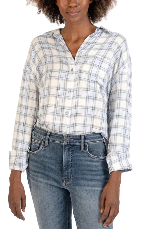 Women's Casual Garments Alcott Crop Button Down In Blue