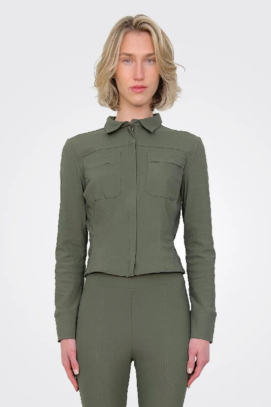 Modern Women's Attire Valencia Tech Patch Pocket Shirt Jacket - Vert