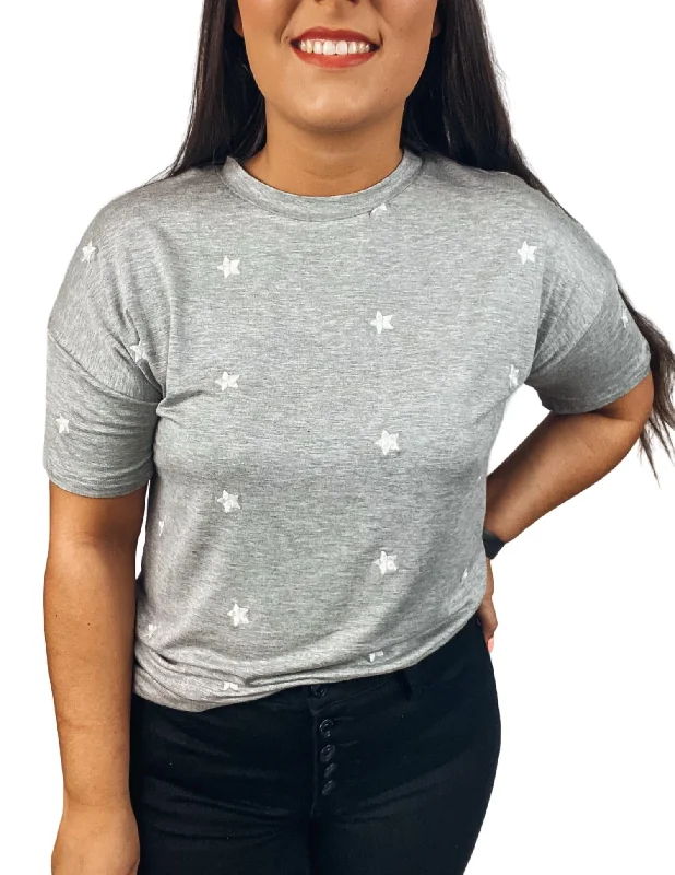 Women's High-Fashion Attire Star T-Shirt In Grey