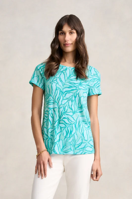 Elegant Women's Fashion Printed T-Shirt - Two Tone Foliage