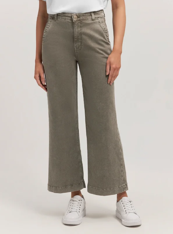 Casual Fashion Khaki Darma Wide Leg Pant