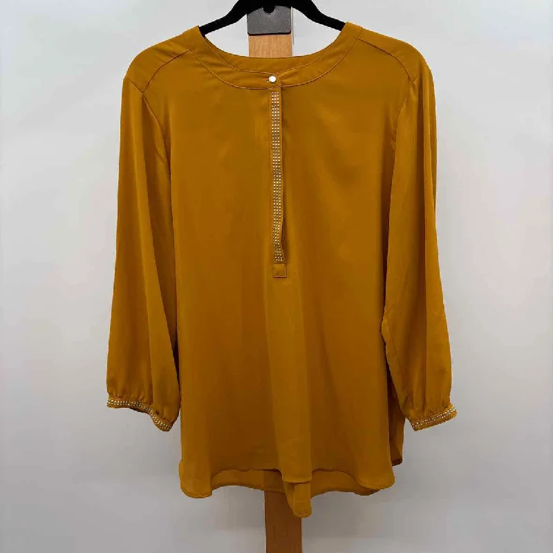 Women's Clothing Online Sale JM Collection Women's Size L Mustard Yellow Solid Tunic