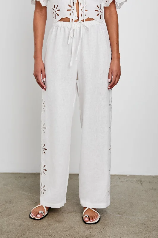 Casual Attire For Women EMMIE PANT - WHITE EYELET