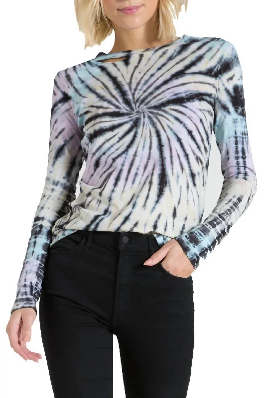 Casual Garments For Women Link Tie Dye Long Sleeve T-Shirt In Multi