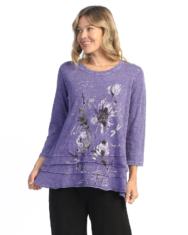 Flash Sale Clothing "Ballet" Floral Print Layered Tunic Top - M66-2041