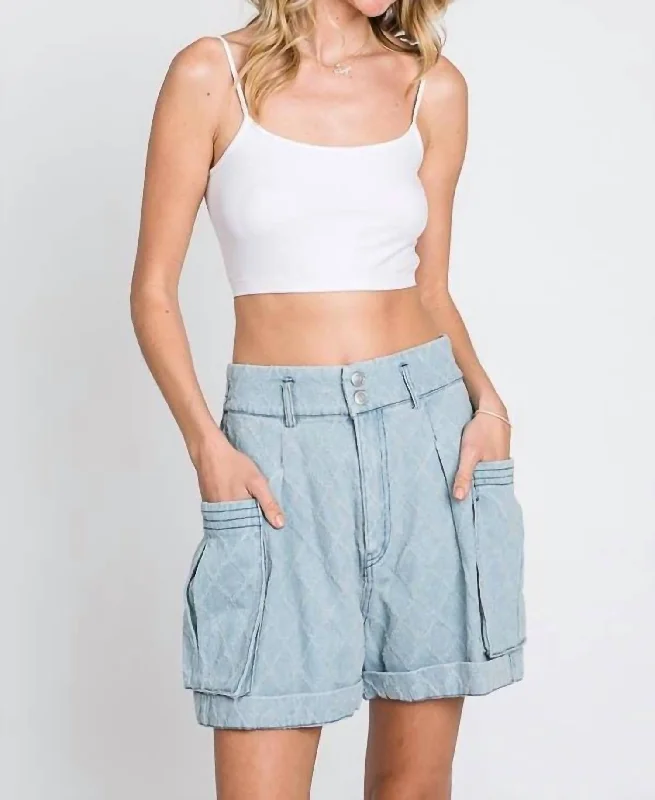 Women's Trendy Outfit Washed Texture Denim Shorts