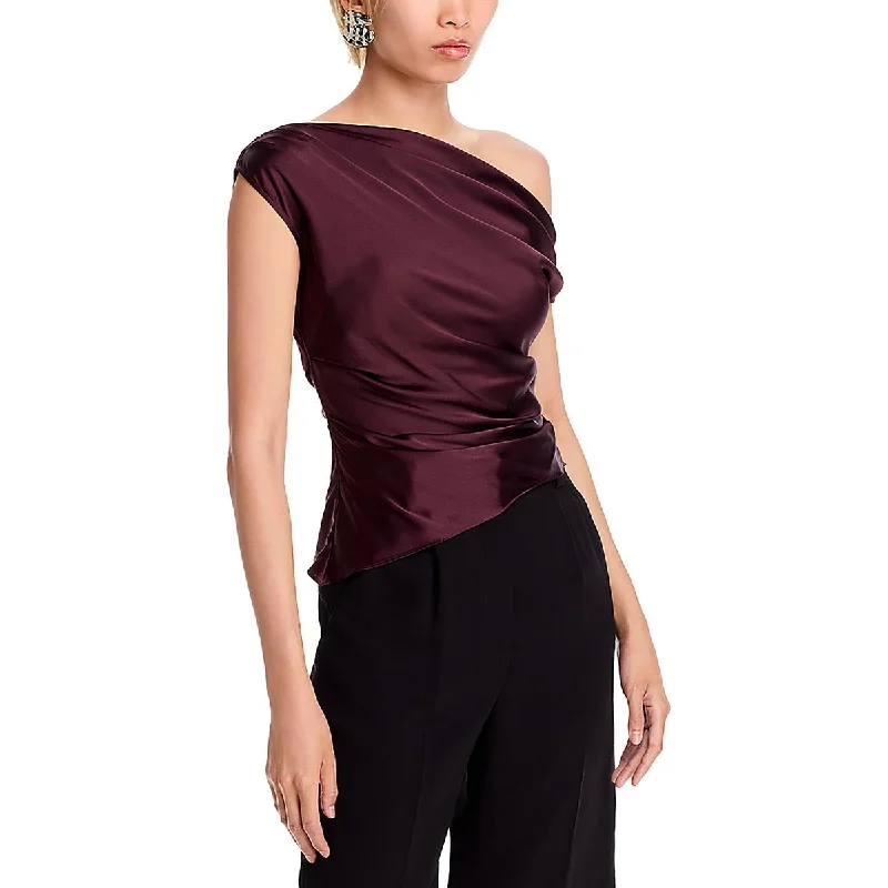 Women's Clothing Outfit Set Phare Womens Pleated Silk Pullover Top