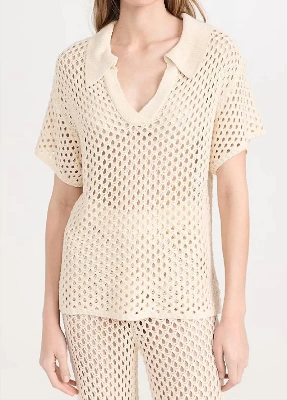 Preppy Style Balmy Crochet Knit Top In Cream