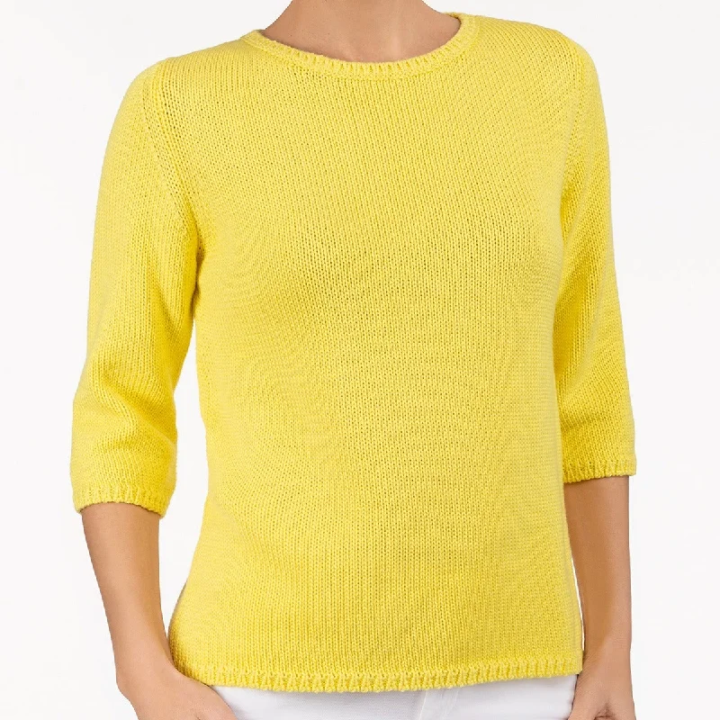 Women's Outfit For The Office 3/4 Sleeve Pullover in Bright Yellow