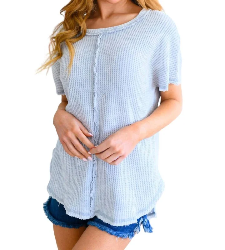 Weekend Sale A Wink And A Smile Waffle Knit Top In Light Grey