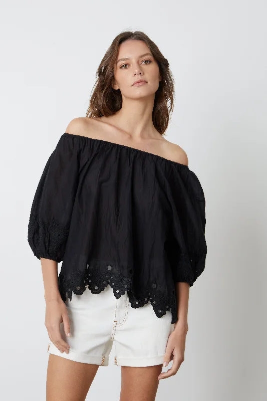 Boho Chic Fashion ABIGAIL SCHIFFLI EYELET BLOUSE