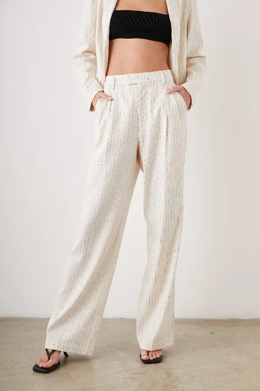 Women's Vacation Garments MARNIE PANT - IVORY PINSTRIPE