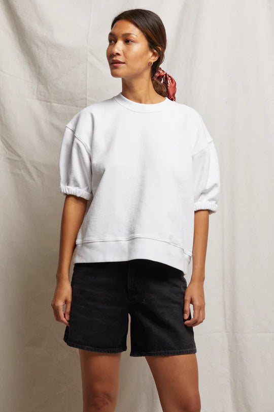 Women's Clothing Stores Rebecca Cotton Short Sleeve Sweatshirt - White