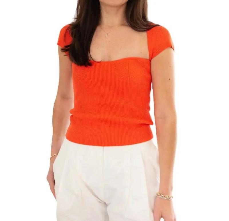 Rocker Chic Fashion Ryan Knit Top In Orange