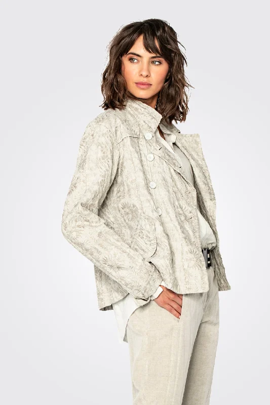 Women's Athletic Outfit Button Pattern Jacket - Stone